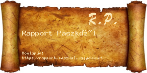 Rapport Paszkál névjegykártya